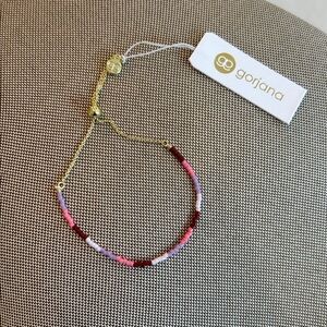 GORJANA Gigi Malibu Stripe Adjustable Bracelet / Glass Beads 18k Gold Plated